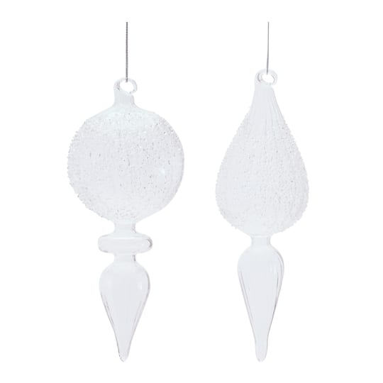 Melrose Frosted Textured Glass Finial Ornaments Set